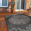 CAMILSON Outdoor Rug 5x7 Modern Area Rugs for Indoor and Outdoor Patios and Porches - Waterproof Washable Non-Shedding Easy-to-Clean Outside Carpet (5 x 7, Medallion - Dark Grey/Light Grey) by CozyNest Decor