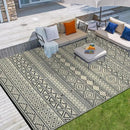 GAOMON Outdoor Rugs Patio Camping Waterproof Rug 6'x9' Plastic Straw Patio Rug Portable for Campers, Outside RVs Mat for Patios Clearance, Backyard Porch, Balcony, Black/Coffee(Bohemia) by CozyNest Decor