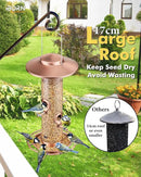 iBorn Bird Feeders for Outdoors, 2LB Metal Bird Feeders 17cm Large Roof &Tray, 4 Feeding Ports, Brushed Copper Finishing by CozyNest Decor