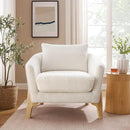 Accent Chair 31" Oversized Reading Chair Comfy Upholstered Boucle Lounge Armchair, Modern Living Room Chair with Back Pillow,Single Sofa Chair for Bedroom, Office (Beige) by CozyNest Decor