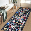 Runner Rug for Entryway: 2x6 Kitchen Rugs Non Slip Washable Ultra-Thin Soft Floral Carpet Indoor Floor Stain Resistant Carpets for Hallway Bedroom Kitchen Laundry Bathroom Dorm Black by TinyTreasures Baby Boutique