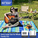HX&OD Outdoor Picnic Blanket Extra Large, 80''*60'' Waterproof Picnic Mat with Stakes Foldable Camping Blanket Portable with Carry Strap for Beach Mat (Green& White, 80''*60'') by TinyTreasures Baby Boutique