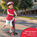 Black and Red 3 Wheel Scooter with Seat for Kids – Light-Up LED Wheels, Adjustable Handlebar and Seat, Smooth PU Wheels, Wide Anti-Slip Deck, Rear Foot Brake – Toddler Outdoor Toys for Ages 2+ by TinyTreasures Baby Boutique