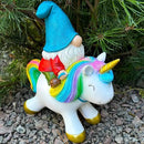 Mood Lab Garden Gnome Statue - Garden Gnome Riding Unicorn - 8.3 Inch Tall Lawn Figurine - for Outdoor or House Decor - Funny Yard & Patio Decoration by CozyNest Decor