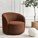 KINWELL Sherpa Swivel Barrel Chair & Round Ball Pillow Set - 34" Wide Modern Boucle Accent Chair with 9” Matching Nordic Decorative Throw Pillow for Living Room and Bedroom(Brown) by CozyNest Decor