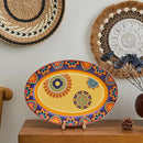 Bico Tunisian 16 plus 14 inch Oval Platters Set, Set of 2, Microwave and Dishwasher Safe, for Serving Fish, Chicken, Turkey by CozyNest Decor
