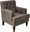 Christopher Knight Home GDFStudio Medford Brown Tufted Club Chair, Fabric Accent Chair with Studded Nailhead Accents by CozyNest Decor