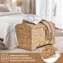 Handwoven Storage Basket with Lid, 178L Wicker Storage Bin, Natural Water Hyacinth, Leather Buckle & Metal Frame, Metal Ring Handles for Easy Transport, Storage Chest & Trunk for Bedroom, Living Room by CozyNest Decor