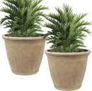 Sunnydaze 24-Inch Anjelica Large Plastic Pot for Plants - Outdoor Polyresin Round Planter with Drillable Drainage Holes - Beige - 2pk by CozyNest Decor