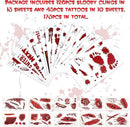 173PCS Halloween Bloody Footprints Floor Clings Plus Tattoos - Hallowmas Handprint Zombie Restroom Sign Decals Party Decorations by CozyNest Decor