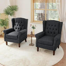 Lumibee High Back Accent Chair Set of 2,Upholstered Wingback Armchair with Solid Wood Legs for Small Spaces,Comfy Single Sofa Chair for Living Room,Bedroom,Office-Black Blue by CozyNest Decor