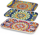 vancasso Serving Platters Set of 3, 16"/14"/12" Inch Rectangular Trays - Serving Platter Extra Large, Bohemian Ceramic Serving Dish for Entertaining Food, Microwave & Dishwasher Safe, Colorful by CozyNest Decor
