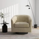 Swivel Barrel Accent Chair, Modern Round Faux Leather Arm Chair for Living Room, Bedroom, Comfy Club Reading Chairs for Adults(Faux Leather, Cream, Set of 2) by CozyNest Decor