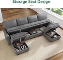 HONBAY Convertible Sectional Sofa with Storage U Shaped Sectional Couch with Reversible Chaise Small Sectional Couches for Living Room,Grey by CozyNest Decor