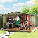 Outsunny 11' x 13' Outdoor Storage Shed, Garden Tool Metal Shed with Foundation Kit, Double Lockable Door, Air Vents and Sloping Roof, for Backyard, Patio, Lawn, White by GreenHaven Gardens