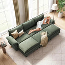 LINSY HOME Sectional Sleeper Sofa - 123'' Modular Cloud Couch Oversized Corduroy Sofa Bed with Movable Ottoman Soft Modern Comfy Couch for Living Room Apartment Office, Green by CozyNest Decor