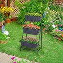 Vertical Garden Planter 3 Tier Raised Garden Bed Herb Planter Outdoor Standing Garden Planter Box with Drainage Holes Removable Tray for Patio Balcony Porch Grey by GreenHaven Gardens