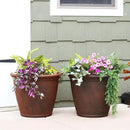 Sunnydaze 24-Inch Anjelica Large Plastic Pot for Plants - Outdoor Polyresin Round Planter with Drillable Drainage Holes - Rust - 4pk by CozyNest Decor