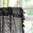 Sutuo Home Black Boho Valance Curtains Crochet Lace Sheer Bohemian Hollow Knitted with Tassels, Privacy Vintage Mid Century Farmhouse Tier for Kitchen, Rod Pocket 1 Panel,59" W x 36" L by CozyNest Decor
