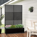 Casaphoria Metal Raised Garden Bed with Trellis and Wheels, 72"x47"x16" Planter Box for Climbing Plants, Vegetables & Vines, Features Drainage Holes and Privacy Screen, Black(Parallel&Louvered) by GreenHaven Gardens