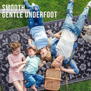 OLANLY Waterproof Outdoor Rug 5x8 ft, Outdoor Plastic Straw Rug with Flower Pattern, Reversible RV Mat for Patio, Camping, Balcony, Deck, Backyard, Black & Grey by CozyNest Decor