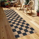 Lahome Checkered Easy Jute Runner Rug, 2x8 Kitchen Rug Non Slip Washable Outdoor Runner for Entryway Indoor, Checkerboard Black Indoor Outdoor Carpet for Hallway 8ft Entry by CozyNest Decor
