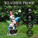 Gnome Figurine Garden Decor, Solar Resin Gnomes Outdoor Statue, Funny Gnome Gift Sculpture Decoration for Home Patio Yard Lawn Porch Ornament by GreenHaven Gardens