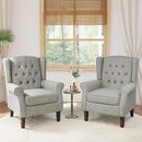 Lumibee High Back Accent Chair Set of 2,Upholstered Wingback Armchair with Solid Wood Legs for Small Spaces,Comfy Single Sofa Chair for Living Room,Bedroom,Office-Light Gray by CozyNest Decor