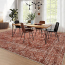 COZYLOOM 10x13 Area Rug Modern Indoor Area Rug Machine-Washable for Living Room or Bedroom Softness Foldable Mat for Easy Storage Geometric Design Non Slip Rug Stain Resistant Carpet, Brick Red by TinyTreasures Baby Boutique