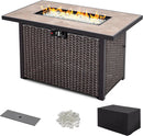 Nuu Garden Outdoor 43 Inch 50,000 BTU Propane Gas Fire Pit Table, Propnae Fire Pit with Ceramic Tabletop, Oxford Cover, Dark Brown and Coffee by GreenHaven Gardens