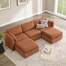 CHITA Oversized Modular Cloud Sectional Fabric Sofa Set, FSC Certified U Shaped Couch Reversible Chaise Modular Sectional,112 inch Width,5 Seat Modular Sofa Includes 2 Storage Ottomans, Terracotta by CozyNest Decor