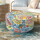 Inflatable Ottoman Stool D21 xH9 for Outdoor/Indoor Use, Water Repellent Patio Foot Rest Stool with Portable Handle,Round Pouf Ottoman Suitable for Garden,Deck and Camping - Paisley Multi by CozyNest Decor