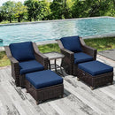Joyside Wicker Patio Furniture Sets, 5 Pieces Upgraded Large Size Outdoor Furniture with Swivel Rocking Patio Chairs, Outdoor Ottoman and Side Table, Thick Cushions, Wide Armrest by GreenHaven Gardens