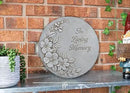 NAT & Jules Flower Blossom and Bud Floral Spray Dimensional Indoor Outdoor 12 inch Round Cast Resin Decorative Garden Stepping Stone, Patio, Walkway Sculpture Yard Art, in Loving Memory Stone Grey by CozyNest Decor