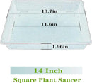 Square Plant Saucer 14 Inch 2 Pack，Plant Stand Plant Trays for Pots Heavy Duty Gray Plastic Plant Saucers for Indoors Outdoors, Flower Pot No Holes Plant Lover Gardening Gifts by GreenHaven Gardens