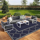 GENIMO 10 ' x 14 ' Outdoor Rug Waterproof for Patio Decor, Foldable Reversible Plastic Straw Area Rugs Mat for Camper, Outside Carpet for Rv, Deck, Porch, Picnic, Beach, Balcony, Blue & Grey by GreenHaven Gardens
