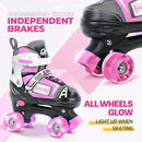 Adjustable Quad Skates for Kids, Teens, and Adults – Light-Up Wheels – Comfortable Fit, Secure Closure, Indoor and Outdoor Roller Skates for Boys and Girls by TinyTreasures Baby Boutique