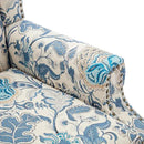 UIXE High Back Floral Accent Chairs Set of 2, Upholstered Armchair in Fabric, Retro Printed Wingback Arm Chair for Living Room, Nailhead Trim Single Sofa Bedroom Reading Seat - Boho Blue by CozyNest Decor