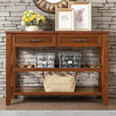 Solid Wood Console Table Entryway Table with Storage Drawers and Shelves Sofa Tables (42" Brown) by CozyNest Decor