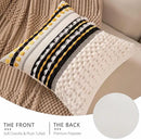 Boho Chenille Tufted Couch Throw Pillow Covers 18x18 Inch Set of 2 Farmhouse Striped Decorative Pillow Covers Accent Neutral Pillowcase Black Yellow Cushion Cover for Living Room Sofa Bed by CozyNest Decor
