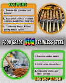 23.5" Long Kabob Skewers,1 Inch Wide 304 Stainless Steel Barbecue Skewers for Grilling with Wooden Handle,Metal Flat BBQ Skewer for Koubideh Brazilian Shish Kebab Skewer(8),BBQ Mop Brush(1) by GreenHaven Gardens