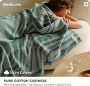 Bedsure 100% Cotton Throw Blanket for Couch - Chenille Woven Textured Blanket Gifts for Women, Cozy and Soft for All Seasons, Home Decor Boho Throw for Bed, Sofa, Aqua Gray, 50x60 Inches by CozyNest Decor