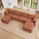 CHITA Terracotta 6-Seat U-Shaped Modular Sofa Set, Extra Large Sectional Couch with Reversible Chaise, 146 inch Width, Sofa with Storage Ottomans by CozyNest Decor