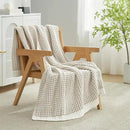 Amélie Home Chenille Waffle Throw Blanket for Couch, Reversible Pineapple Stitch Knit Soft Cozy Knit Blanket Lightweight Warm Decorative Throw for Sofa, Bed, Living Room, 60"x80", Beige&Ivory by CozyNest Decor