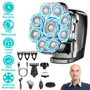 6 In 1 9D Electric Head Shaver for Men Cordless Rechargeable Wet Dry Razor with LED Display Travel Lock Stall Protection Cleaning Reminder