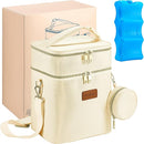 Breastmilk Cooler Bag with Ice Pack & Pacifier Case, Large Double Layer Insulated Baby Bottle Cooler Fits 6 Bottles, Breast Pump Storage Bag for Working Nursing Moms, with Gift Box by TinyTreasures Baby Boutique