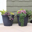 Sunnydaze 24-Inch Anjelica Large Plastic Pot for Plants - Outdoor Polyresin Round Planter with Drillable Drainage Holes - Slate - 2pk