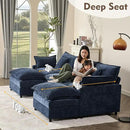 108" U Shaped Couch, Modular Sectional Sofa, 3-Seater Comfy Cloud Couch with Movable Ottoman, Deep Seat Couches for Living Room, Chenille, Navy by CozyNest Decor