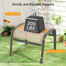 Outdoor Ottoman Set of 2, All Weather Outdoor Foot Stool with Supportive Textliene and Metal Frame, Stackable Oversized Outdoor Foot Rest for Furniture Patio Garden Pool, Beige by CozyNest Decor