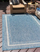 Unique Loom Outdoor Border Collection Area Rug - Soft Border (6' 1" x 9' Rectangle, Blue/ Ivory) by GreenHaven Gardens